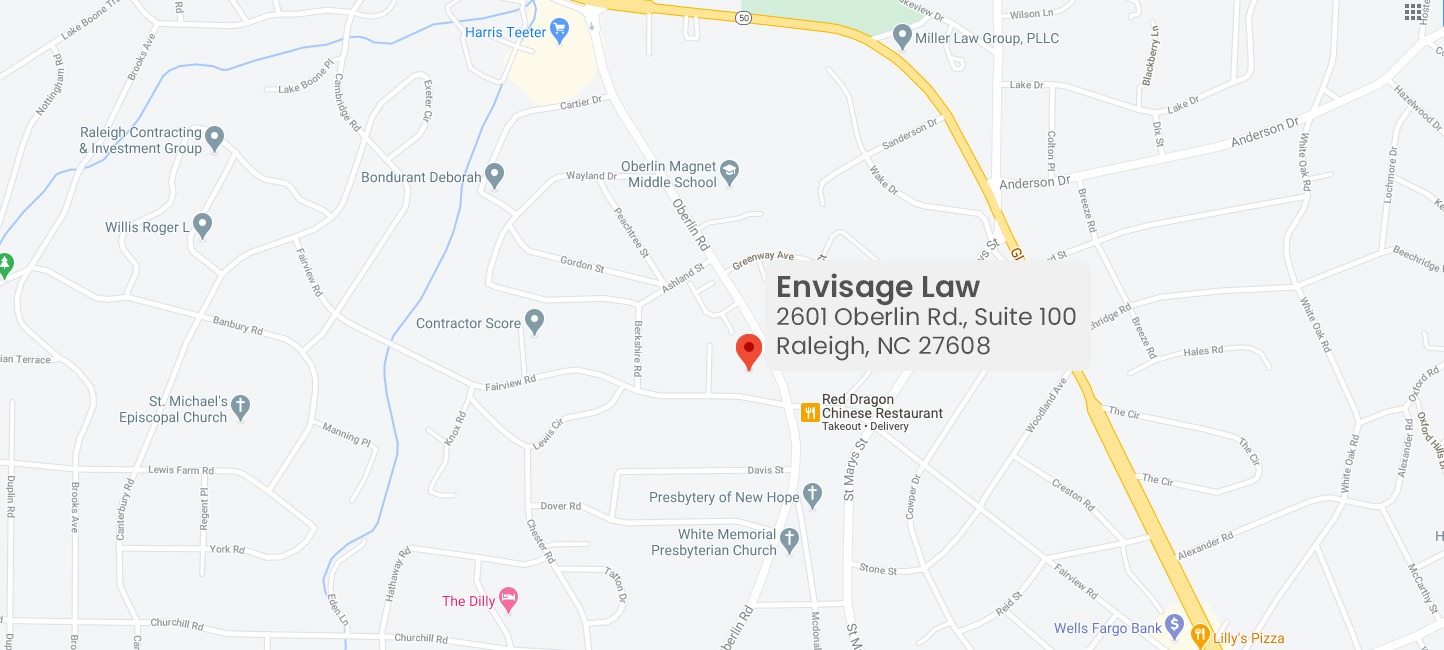 map of area with pin at Envisage Law office
